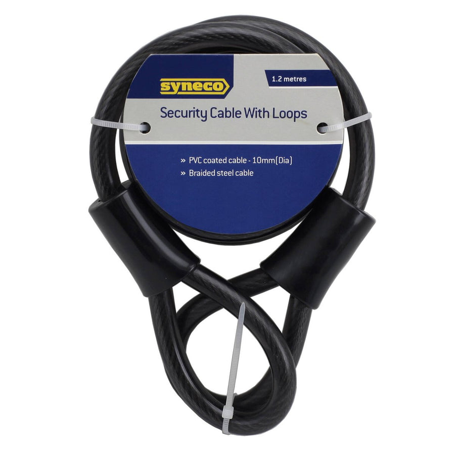 Syneco 1.2m Security Cable Lock - PVC Coated - Easy Storage - Black - SuperSaverAU - view 1