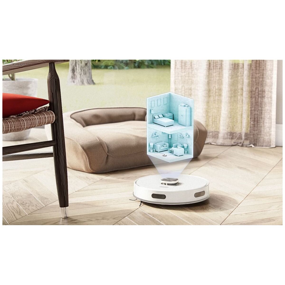 Hitachi Robot Vacuum Cleaner - HomeDirect App Control, Mop Attachment, White - RV-X20PWHSI
