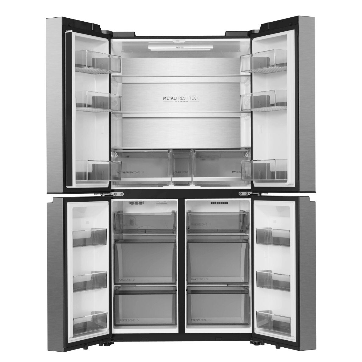 Haier 682L Quad Door Fridge Freezer - Satina - 5 Star Energy Rating - Wi-Fi - HRF690YS