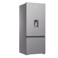 Haier 431L Bottom Mount Fridge - Non-Plumbed Water Dispenser, Satina Silver, Reversible Door - HRF420BHS