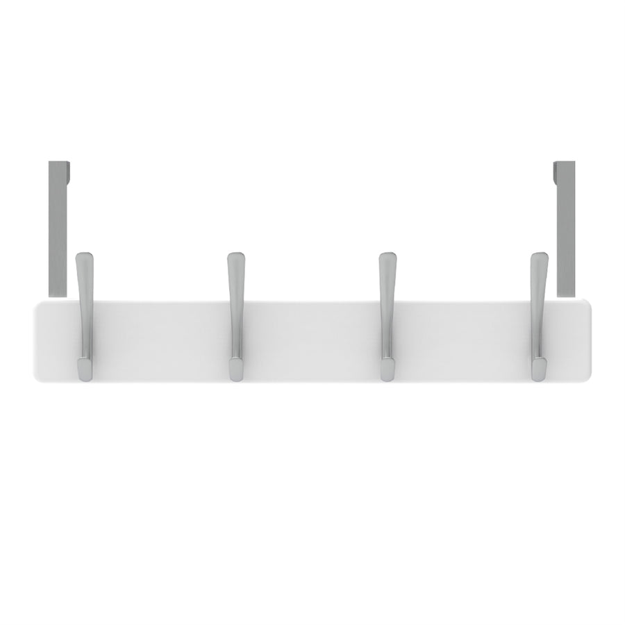 MODE 450 x 70 x 45mm White Over-Door Hanger with 4 Brushed Nickel Hooks