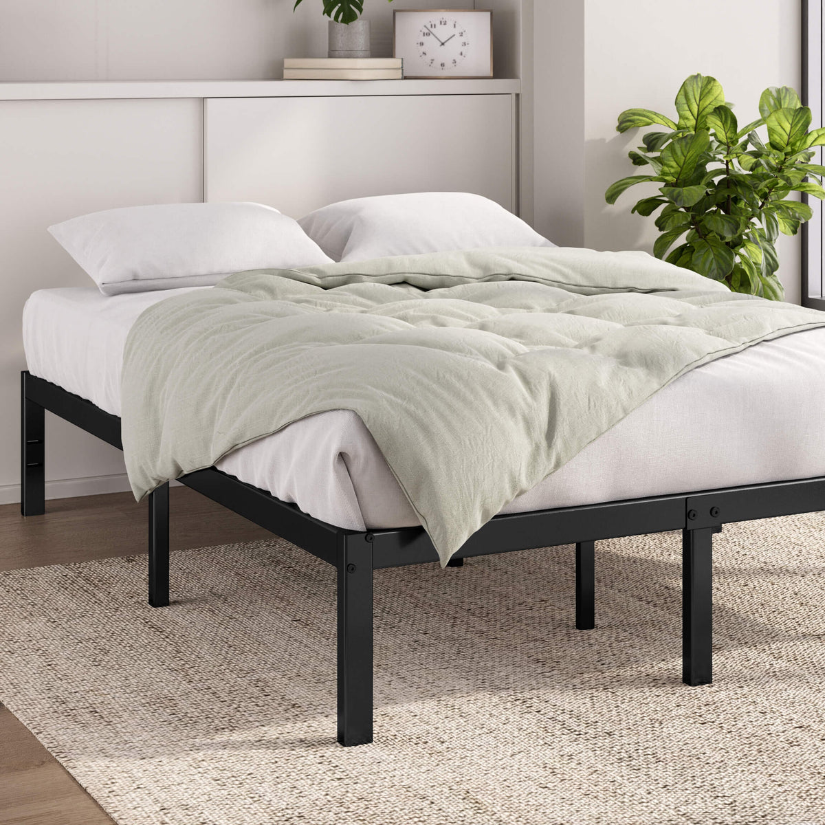 Zinus Double Metal Bed Frame - Black Steel Frame, 300kg Capacity, Tool-Free Assembly - AU-FBMMP1ZC-14D
