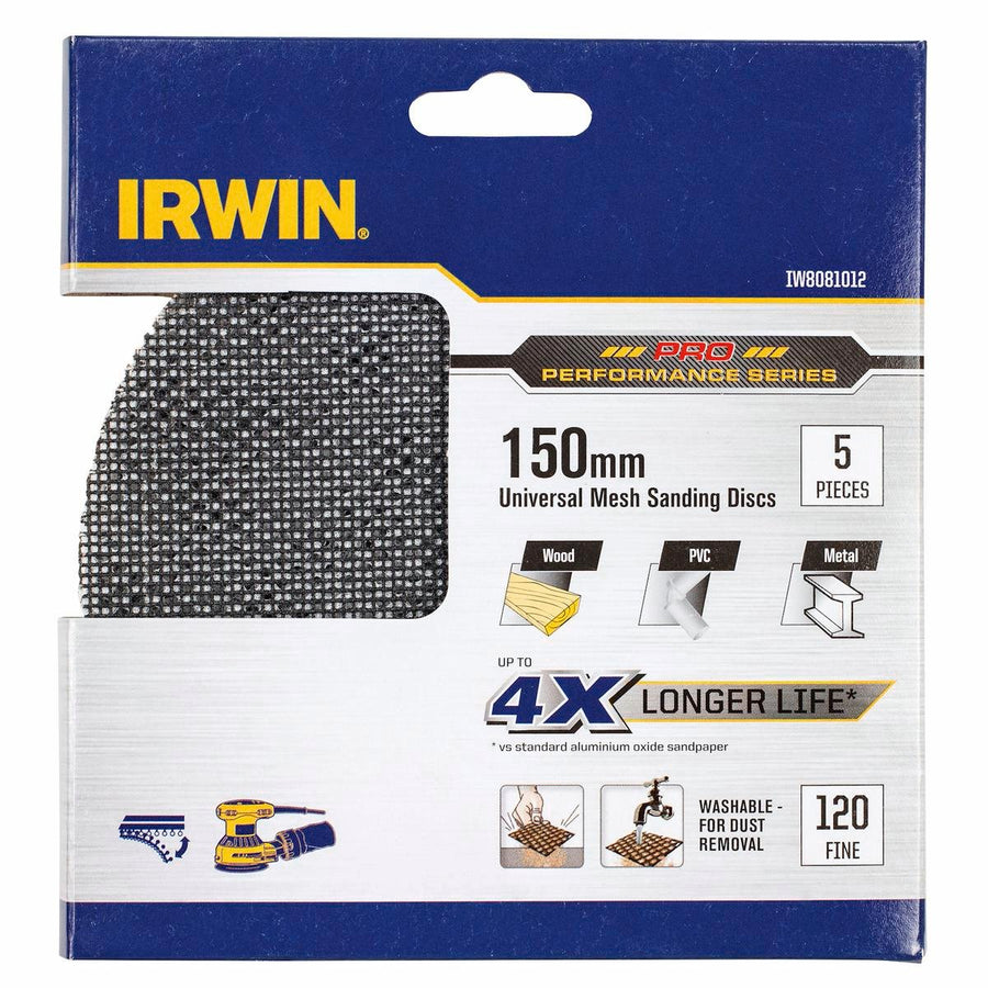 Irwin Orbital Sanding Disc - 150mm - Silicon Carbide - 120 Grit - 5 Pack - SuperSaverAU - view 1
