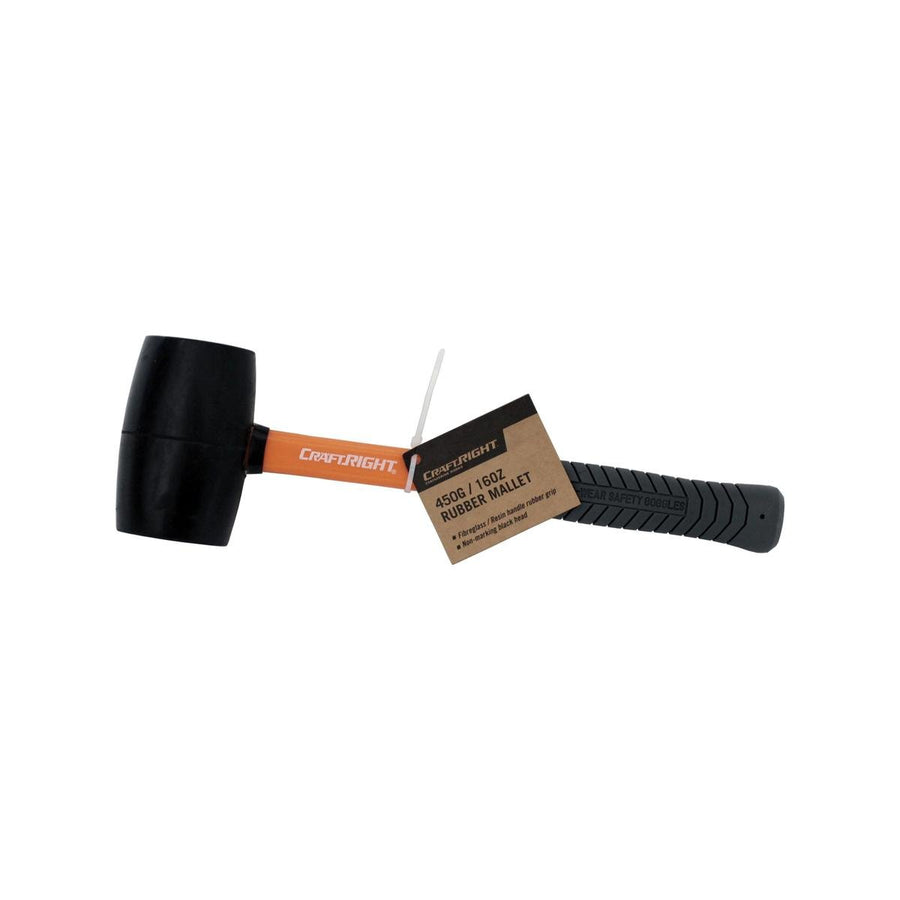 Craftright Rubber Mallet 450g 16oz - Fibreglass Handle - Non-Marking Black Head - SuperSaverAU - view 1