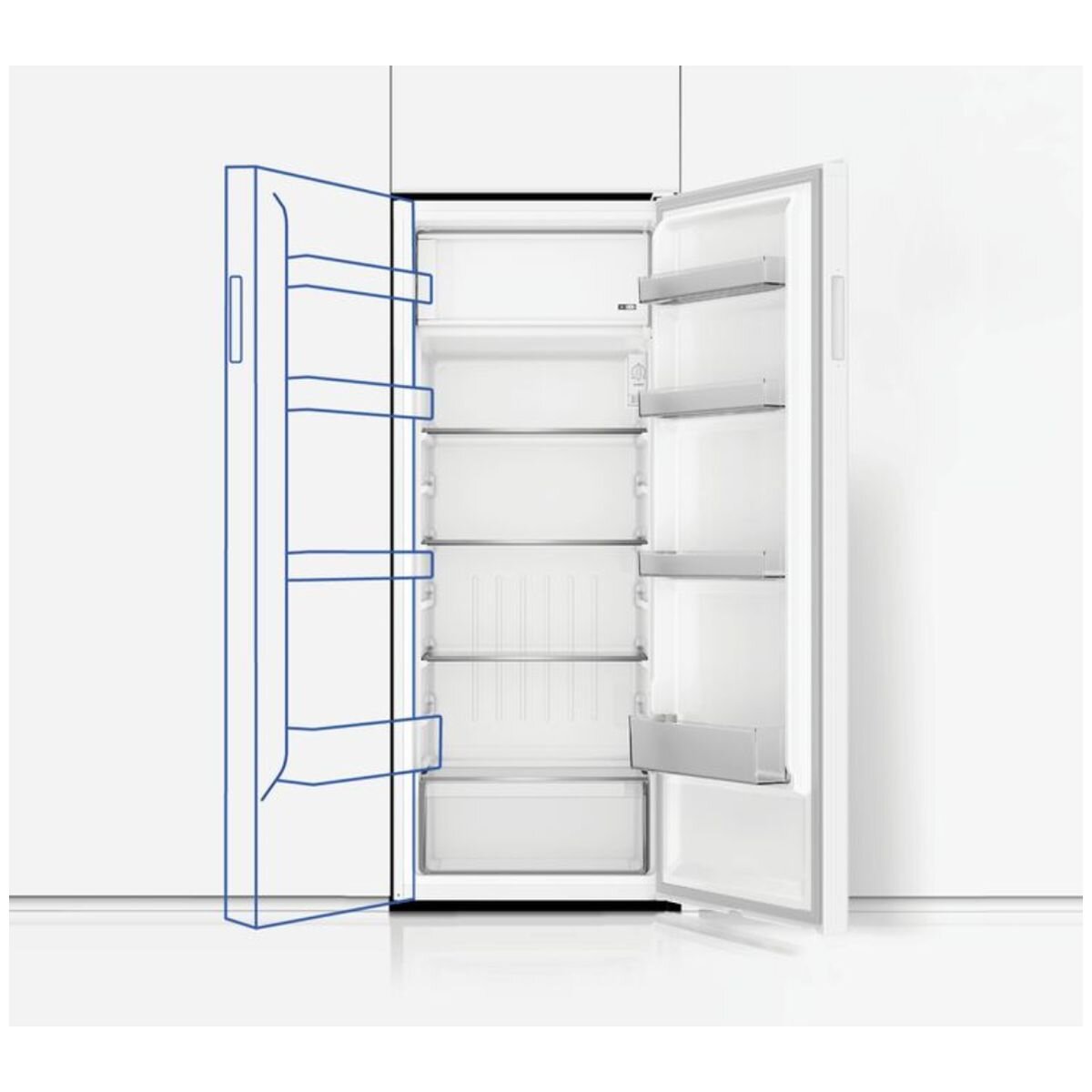 Haier Series 300 223L vertical fridge with inbuilt freezer - white, 4.5 star, reversible door - HRF220VW