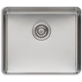 Oliveri Sonetto single bowl undermount sink - brushed 304 grade stainless steel, 25mm radius corners - SN1050U