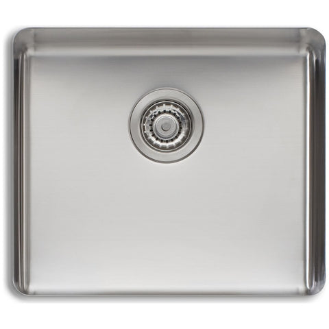 Oliveri Sonetto single bowl undermount sink - brushed 304 grade stainless steel, 25mm radius corners - SN1050U
