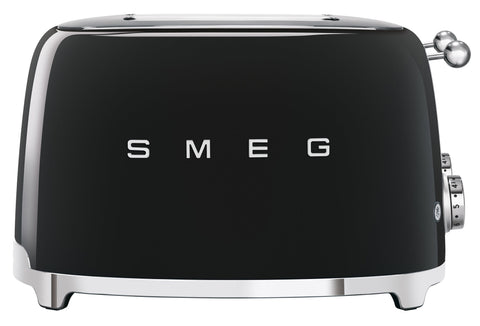 Smeg 50's Style 4 Slice Toaster - Black, Six Browning Levels, Independent Slot Control - TSF03BLAU