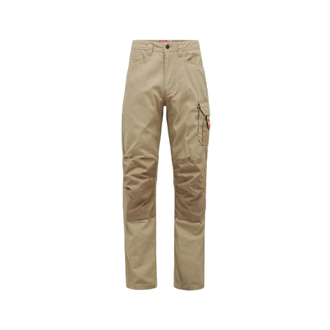 Hard Yakka Men's Legends Cotton Cargo Pants Khaki, Size 82R, 340gsm 100% Cotton, Triple Stitched