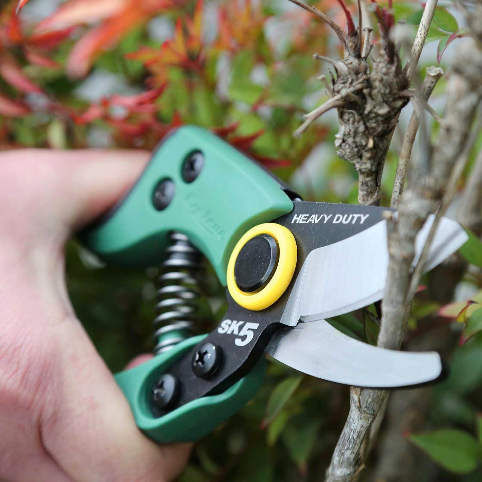 Cyclone Heavy Duty 8 Inch Bypass Pruner SK5 Steel Blade Shock Absorbing Bumper