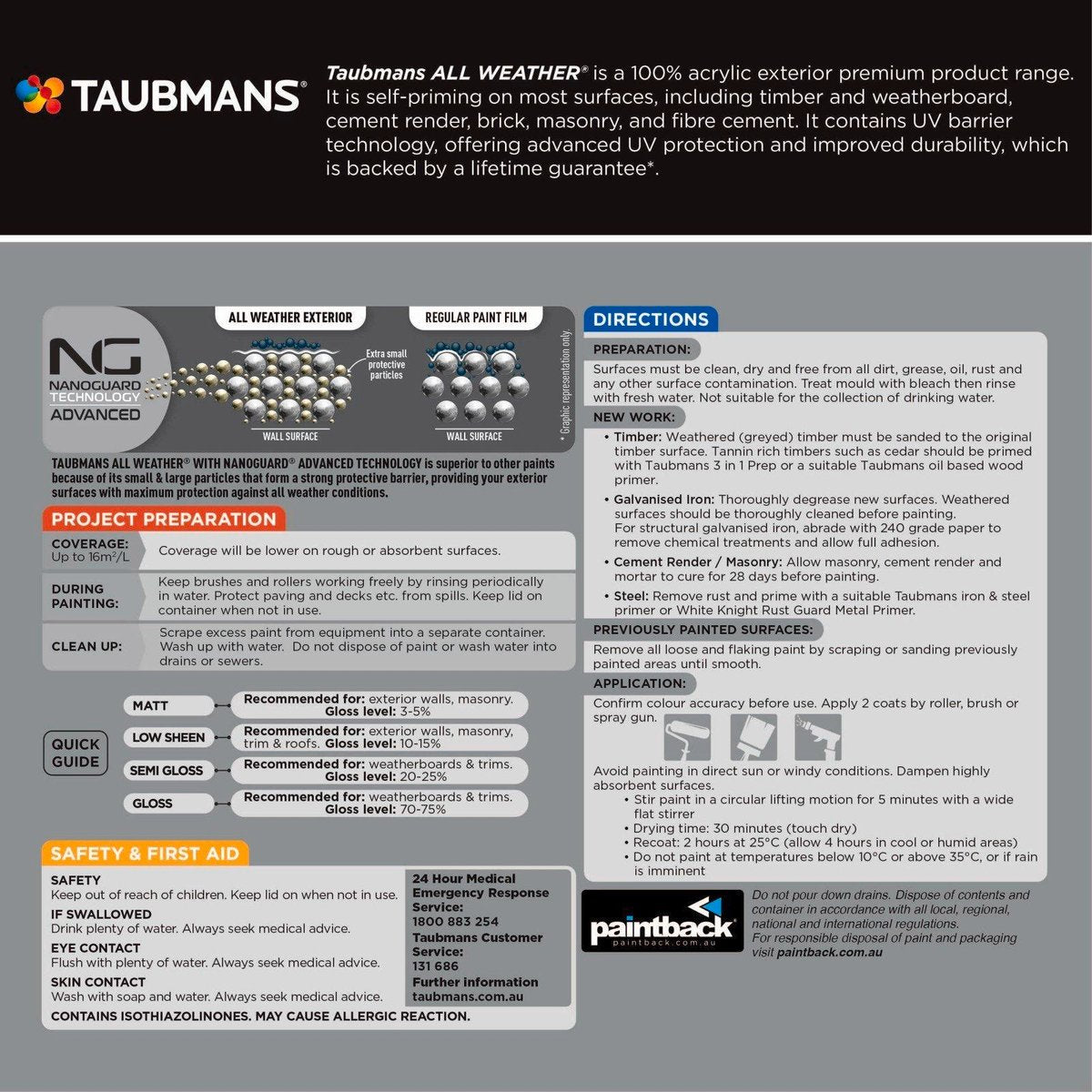 Taubmans 1L Black Low Sheen All Weather Exterior Paint - Water-Based, UV Resistant - SuperSaverAU - view 4