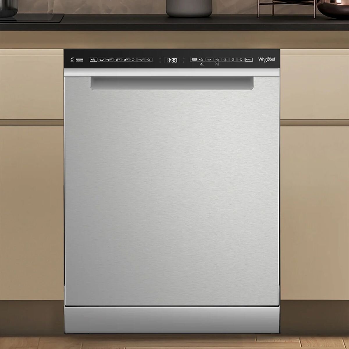 Whirlpool 60cm Built Under Dishwasher 14 Place - Stainless Steel, SpaceClean 3rd Rack - WDBU3I4PIXAU