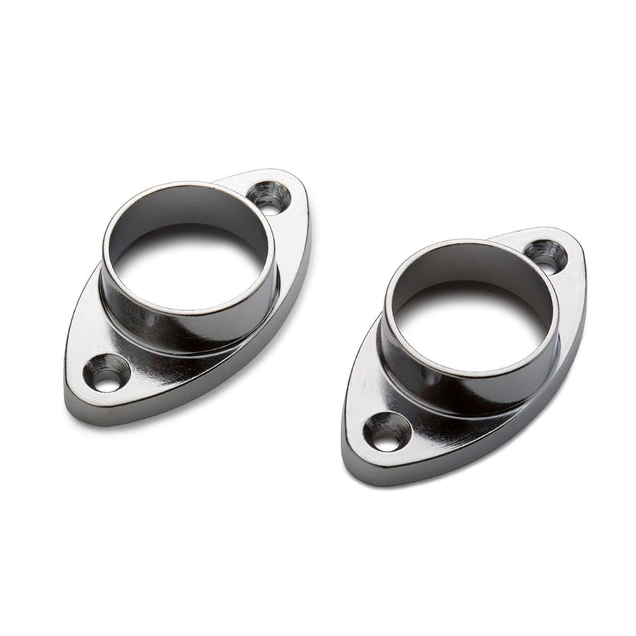 Sandleford Chrome Rod Fittings Oval Flange 25mm 2 Pack - Steel - 60mm x 15mm x 30mm - SuperSaverAU - view 1