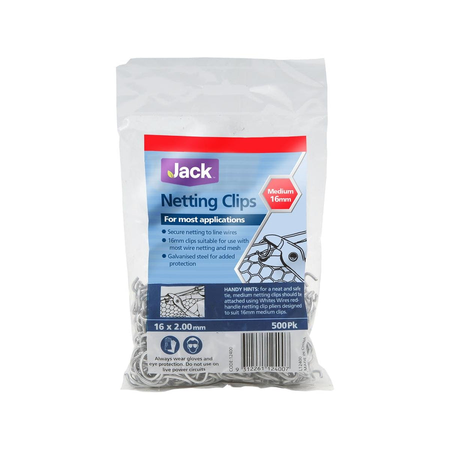 Jack Netting Clips 16mm Galvanised Steel 500 Pack Durable Secure - SuperSaverAU - view 1