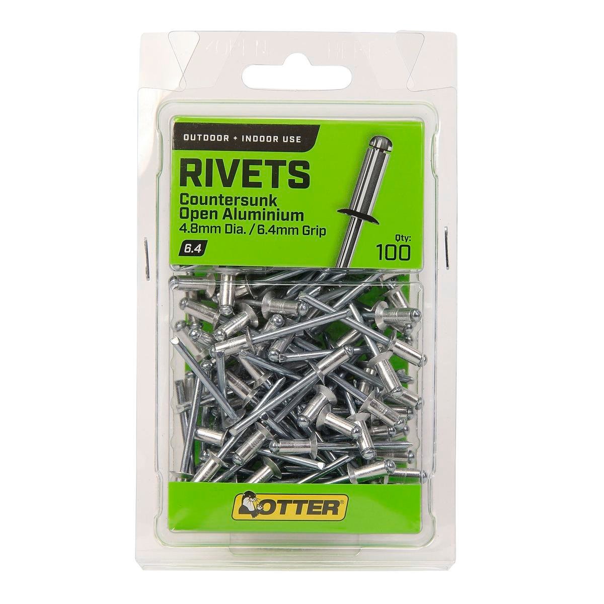 Otter 4 Countersunk Aluminium Rivets 100 Pack - 4 x 6mm - Vibration Resistant - SuperSaverAU - view 1
