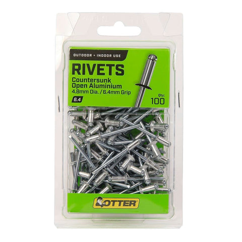Otter 4 Countersunk Aluminium Rivets 100 Pack - 4 x 6mm - Vibration Resistant - SuperSaverAU - view 1