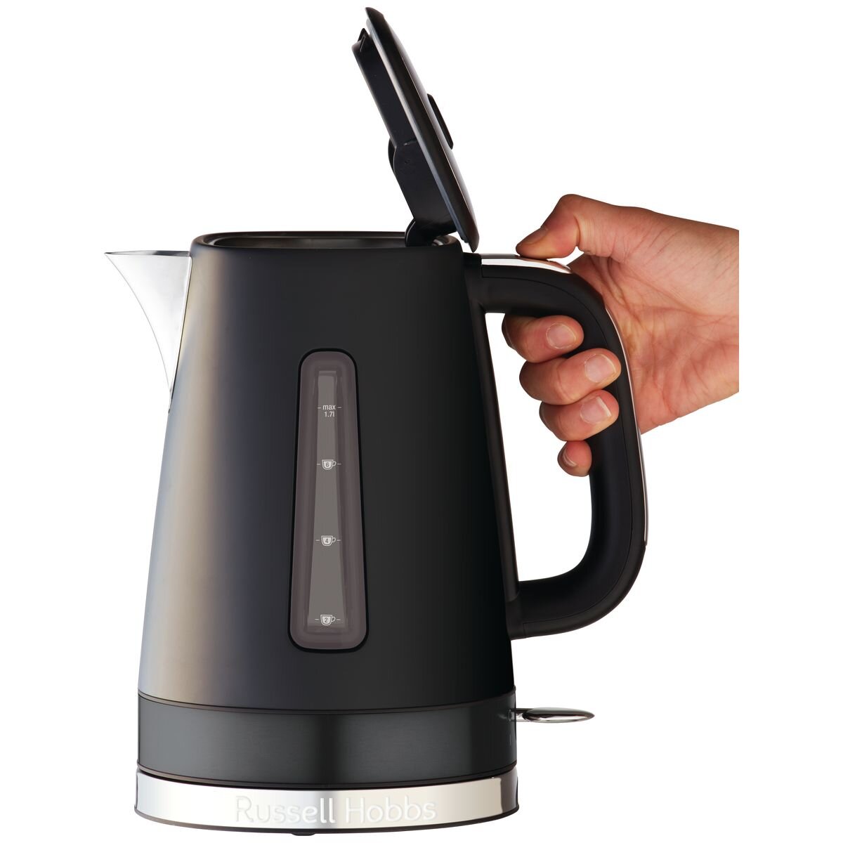 Russell Hobbs Brooklyn Kettle 1.7L - Matte Black, Quiet Boil Technology, Perfect Pour Spout - RHK92BLK