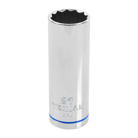 Trojan 21mm Deep Socket 1/2" Drive - Chrome Vanadium - 12-Point Design - SuperSaverAU - view 1