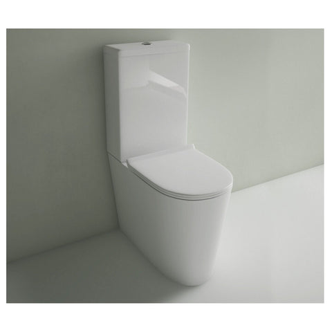 Studio Bagno Manhattan Hi Line Bottom Inlet Toilet Suite - Gloss White - Vitreous China - MHL001BI