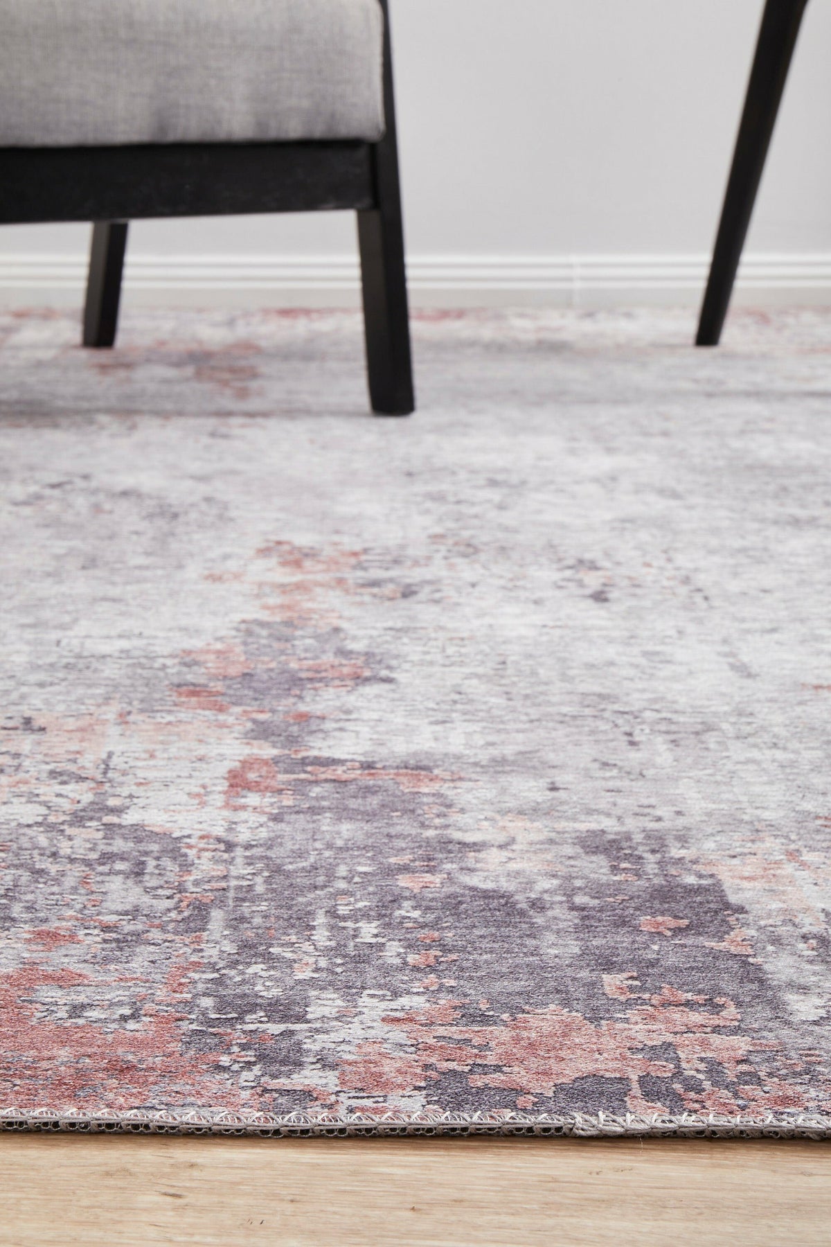 Rug Culture Illusions Large Power Loomed Rug 280x190cm - Silver and Blush Polyester - ILU156BLUSH280X190