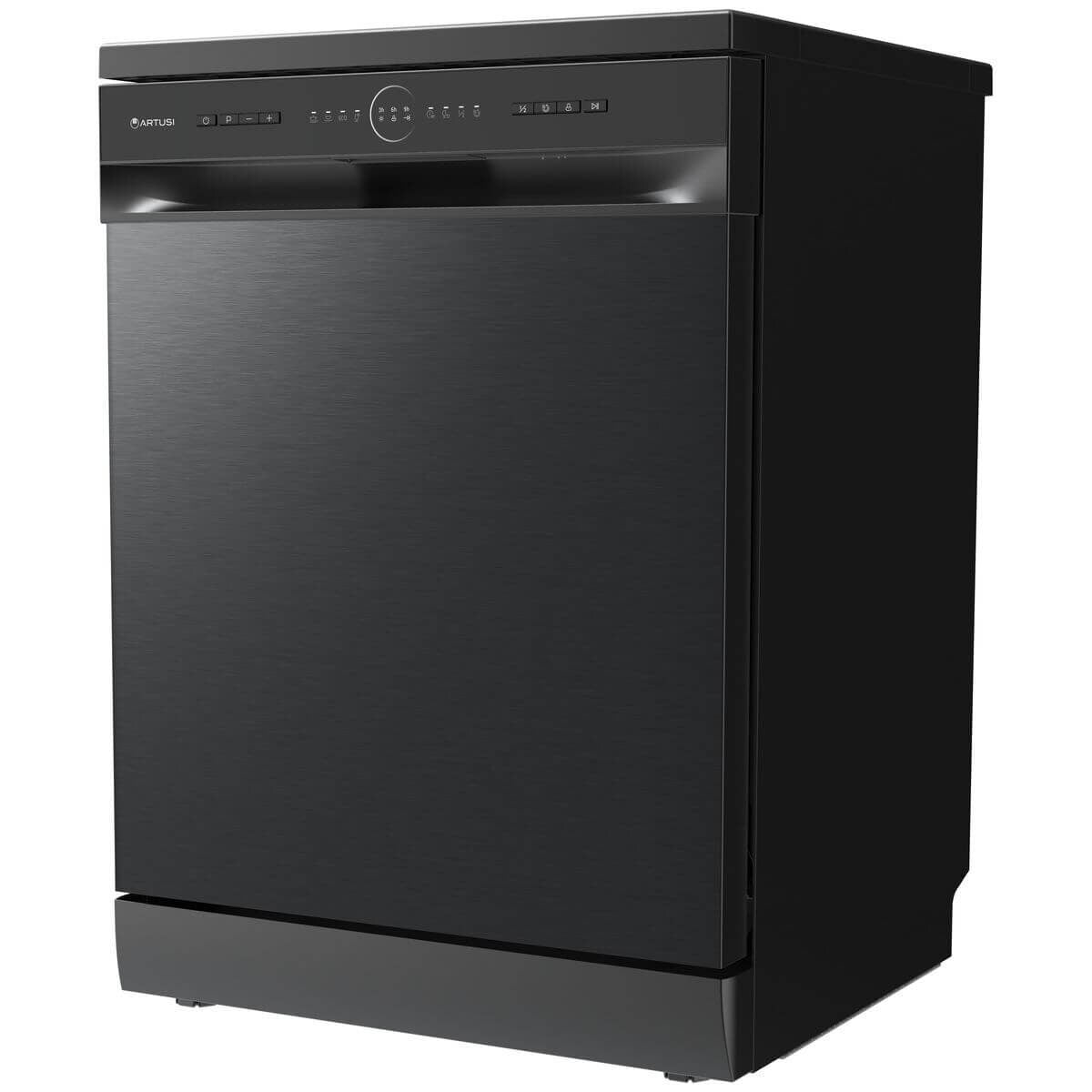 Artusi 60cm Freestanding Dishwasher 14 Place Settings - Matte Black, 6 Programs, Half Load - ADW5003MB