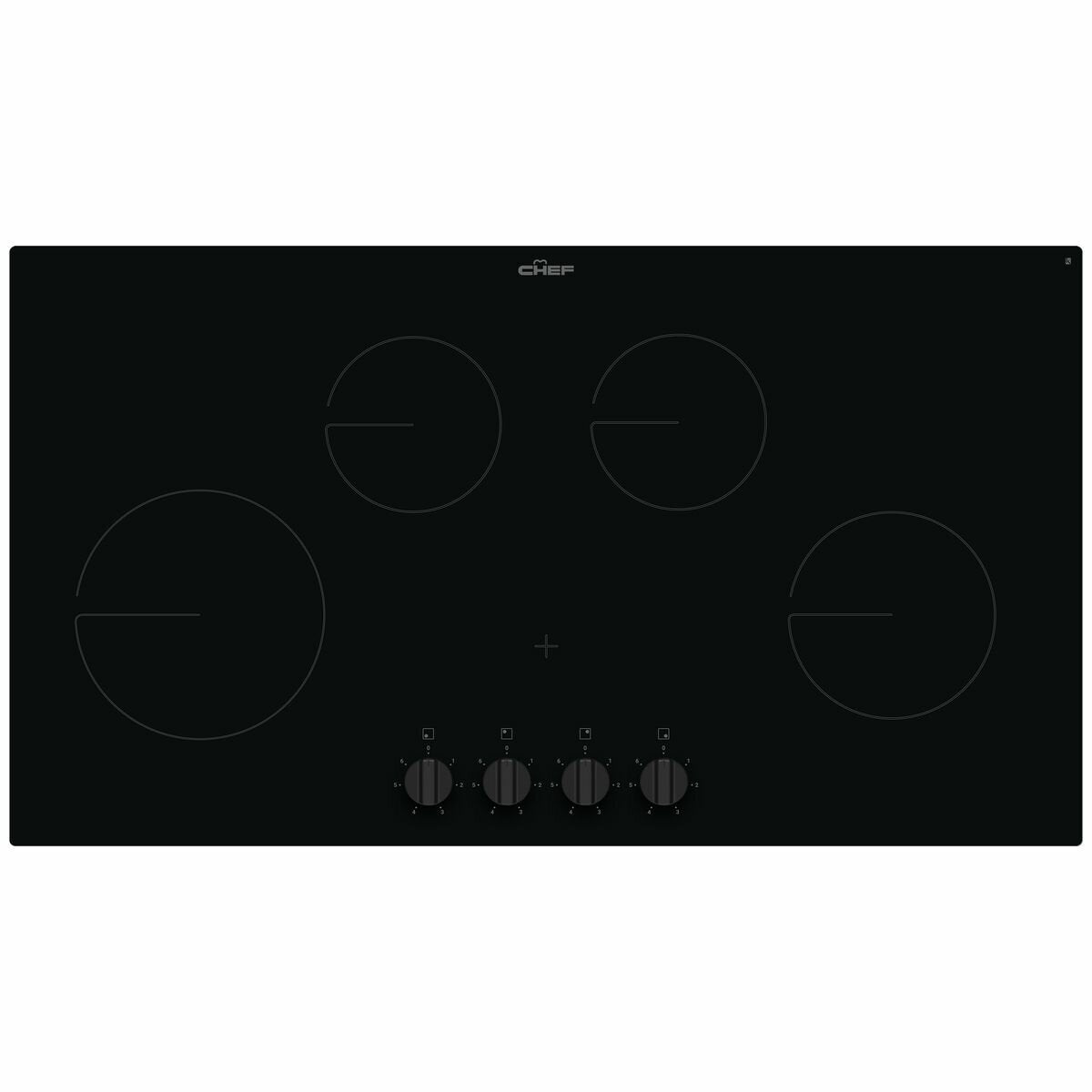 Chef 90cm Electric Ceramic Cooktop - Black, Control Knobs, Hot Surface Indicator, 6 Power Levels - CHC942BB