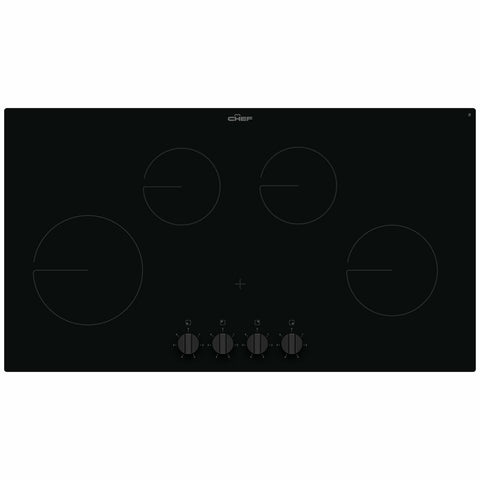 Chef 90cm Electric Ceramic Cooktop - Black, Control Knobs, Hot Surface Indicator, 6 Power Levels - CHC942BB
