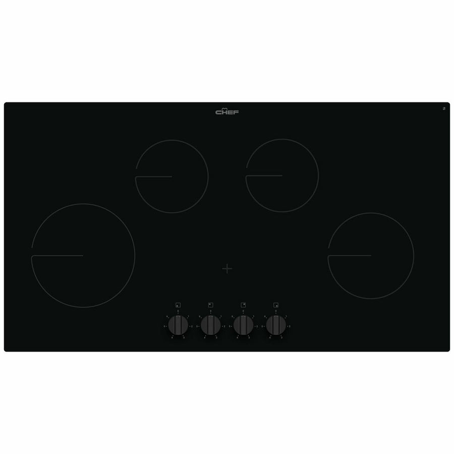Chef 90cm Electric Ceramic Cooktop - Black, Control Knobs, Hot Surface Indicator, 6 Power Levels - CHC942BB
