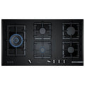 Bosch 90cm Series 6 Black Tempered Glass Gas Cooktop - Five Burners, FlameSelect, Wok Burner - PPS9A6B91A