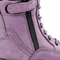 she wear Achieves Womens Safety Work Boots Size 6 Purple Nubuck Leather Composite Toe Zip Side Water Resistant