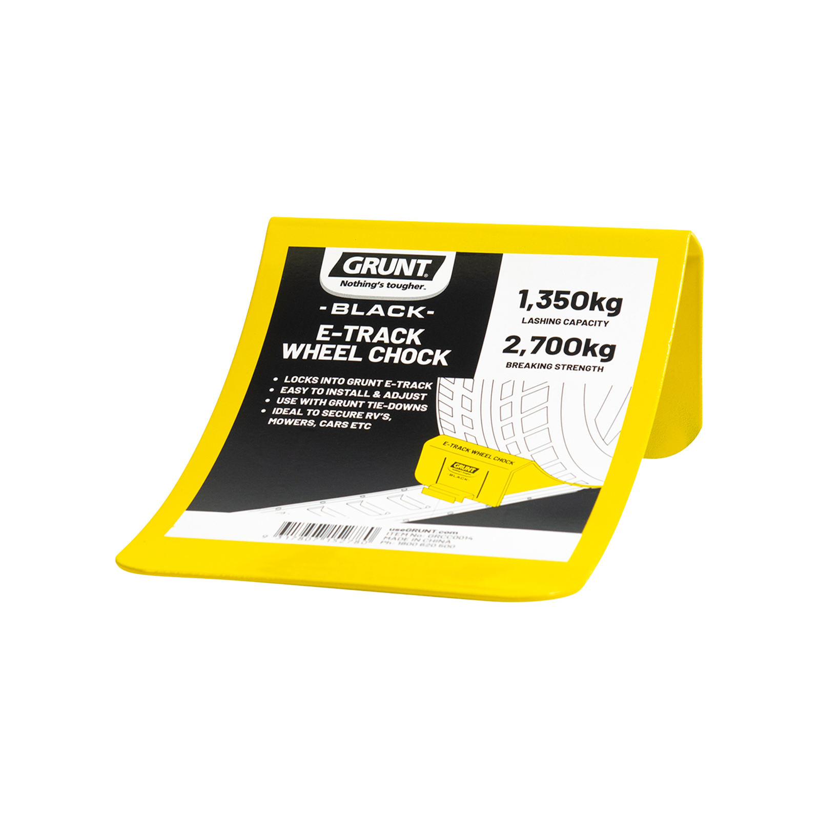Grunt E-Track Wheel Chock 165 x 100mm Steel, Single