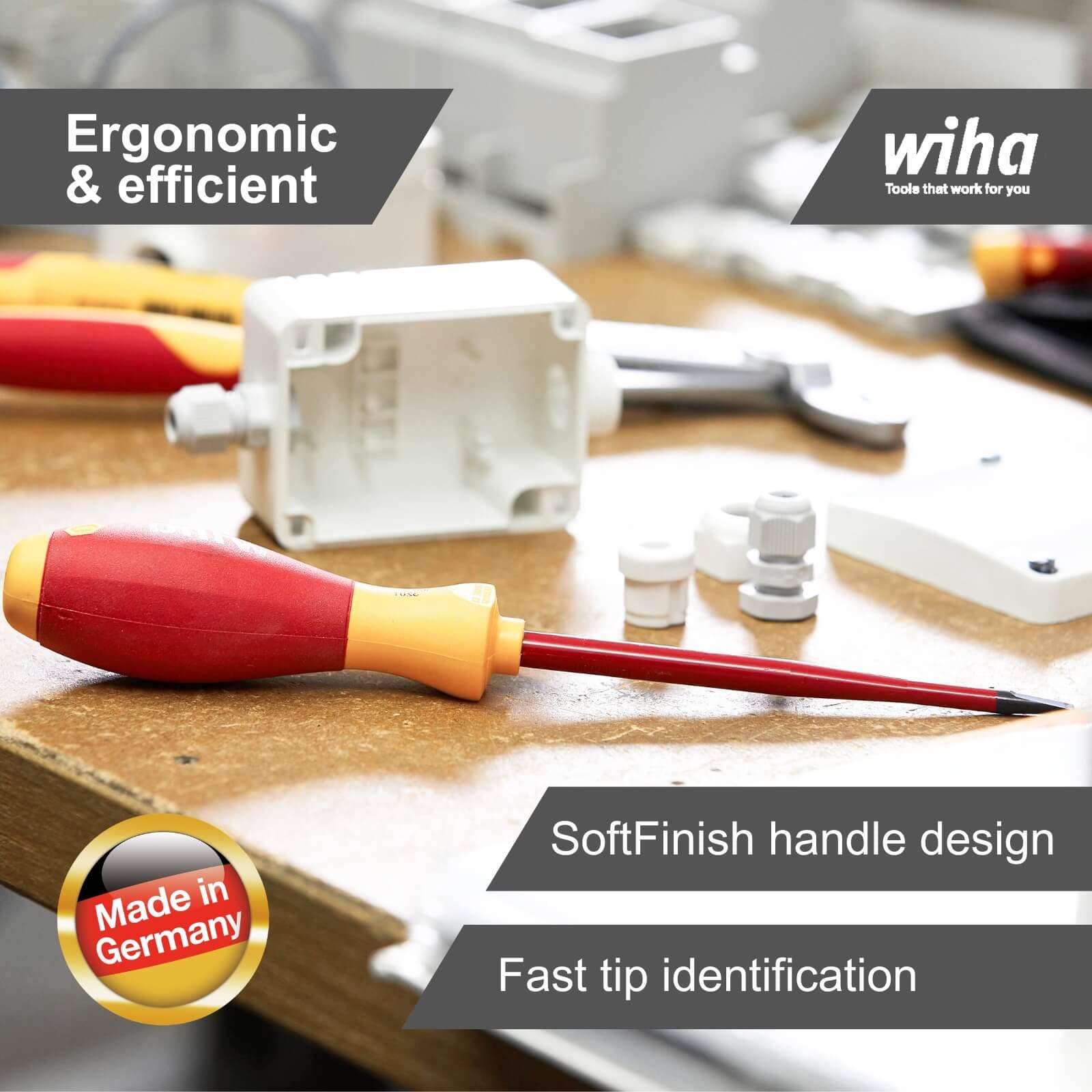 Wiha 5.5 x 125mm Insulated Flat Screwdriver VDE 1000V SoftFinish Handle