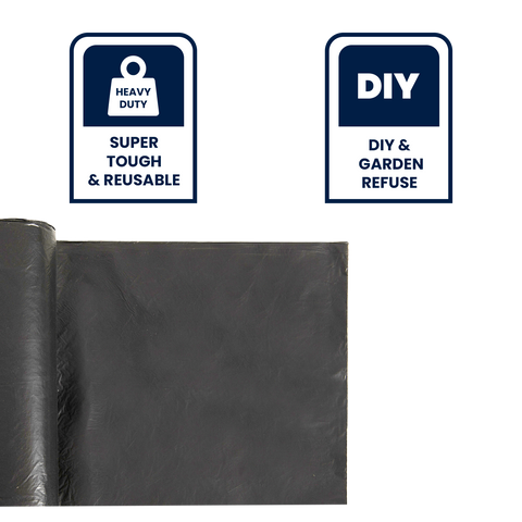 Grunt 44L Ultra Heavy Duty Trade Rubble Bags Black Waterproof 6 Pack