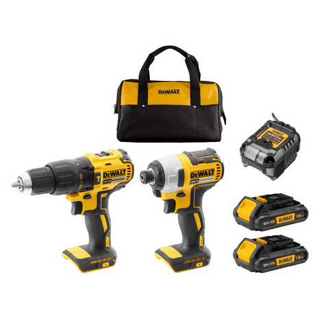 DeWALT 18V Brushless 2 Piece Combo Kit - Hammer Drill & Impact Driver, 2 x 1.5Ah & Charger DCK2060S2-XE
