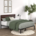 Zinus Figari queen metal and bamboo bed frame - brown, slat support, 250kg capacity - AU-FBOBH1-39Q