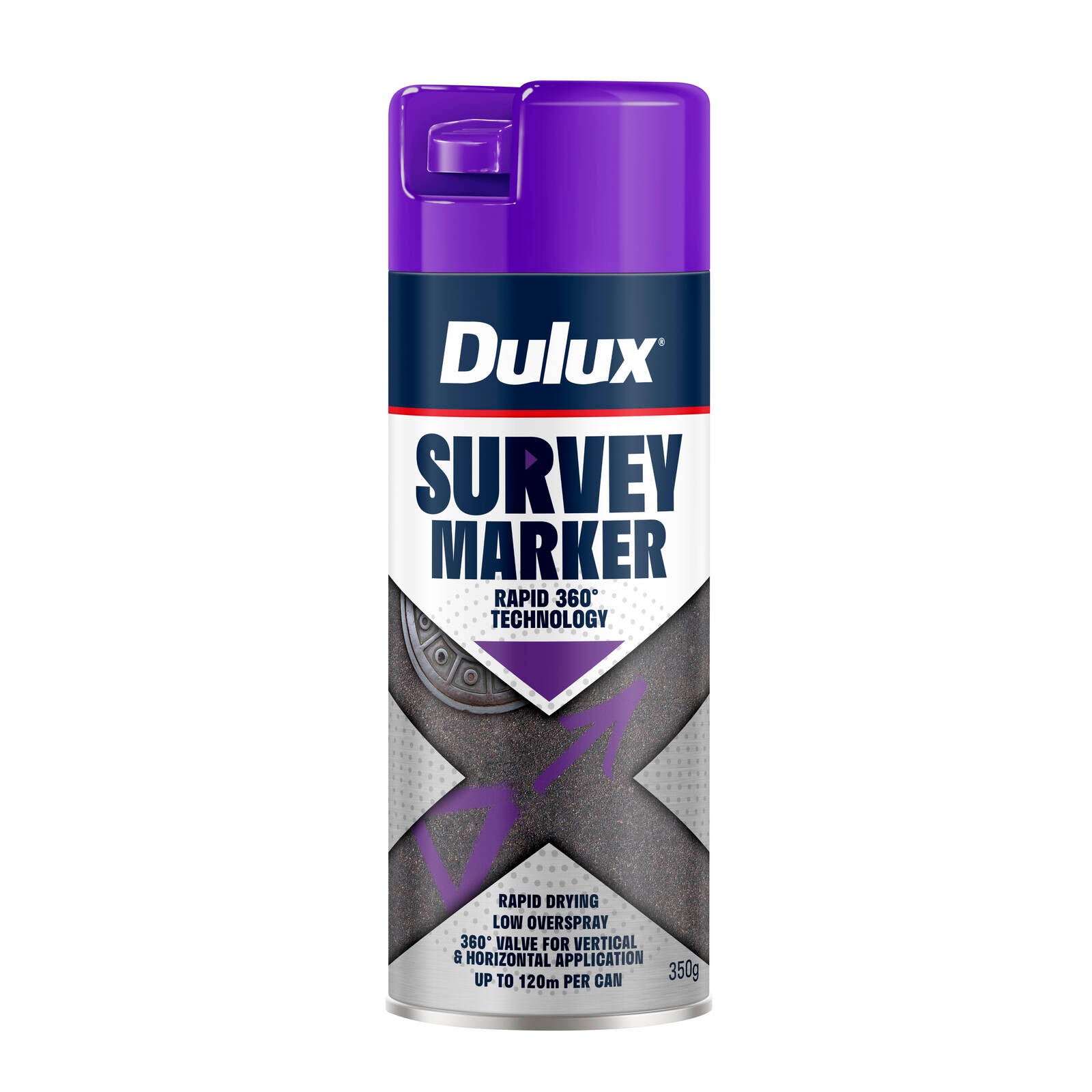 Dulux Survey Marker Spray Paint Purple 350g, Indoor & Outdoor
