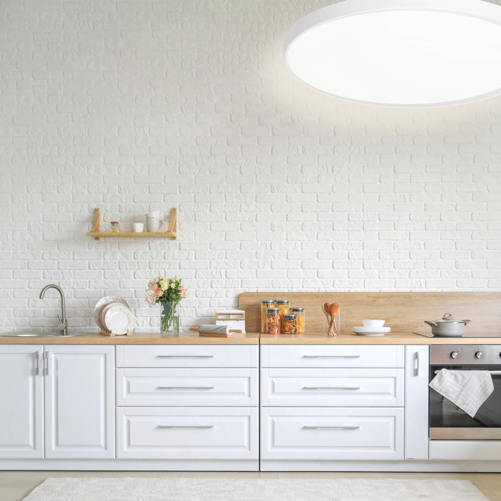Brilliant 30cm Tri-Colour Dimmable LED Oyster Ceiling Light, 18W