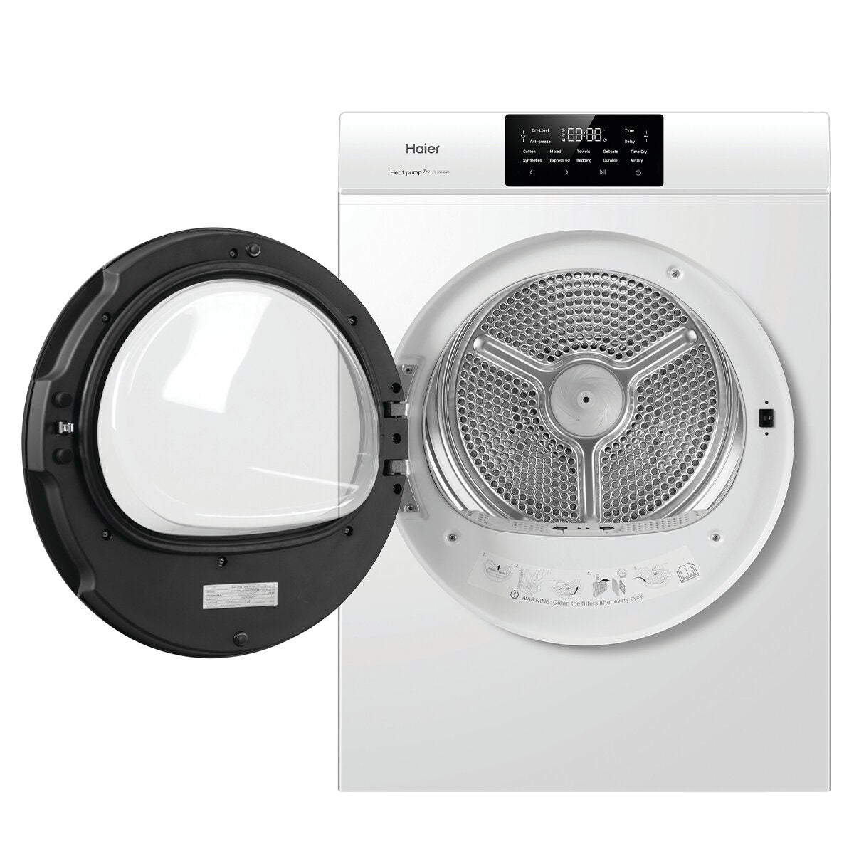 Haier 7kg Slimline Heat Pump Dryer - White, 7 Star Energy Rating, Touch Controls - HDHPS70LW1