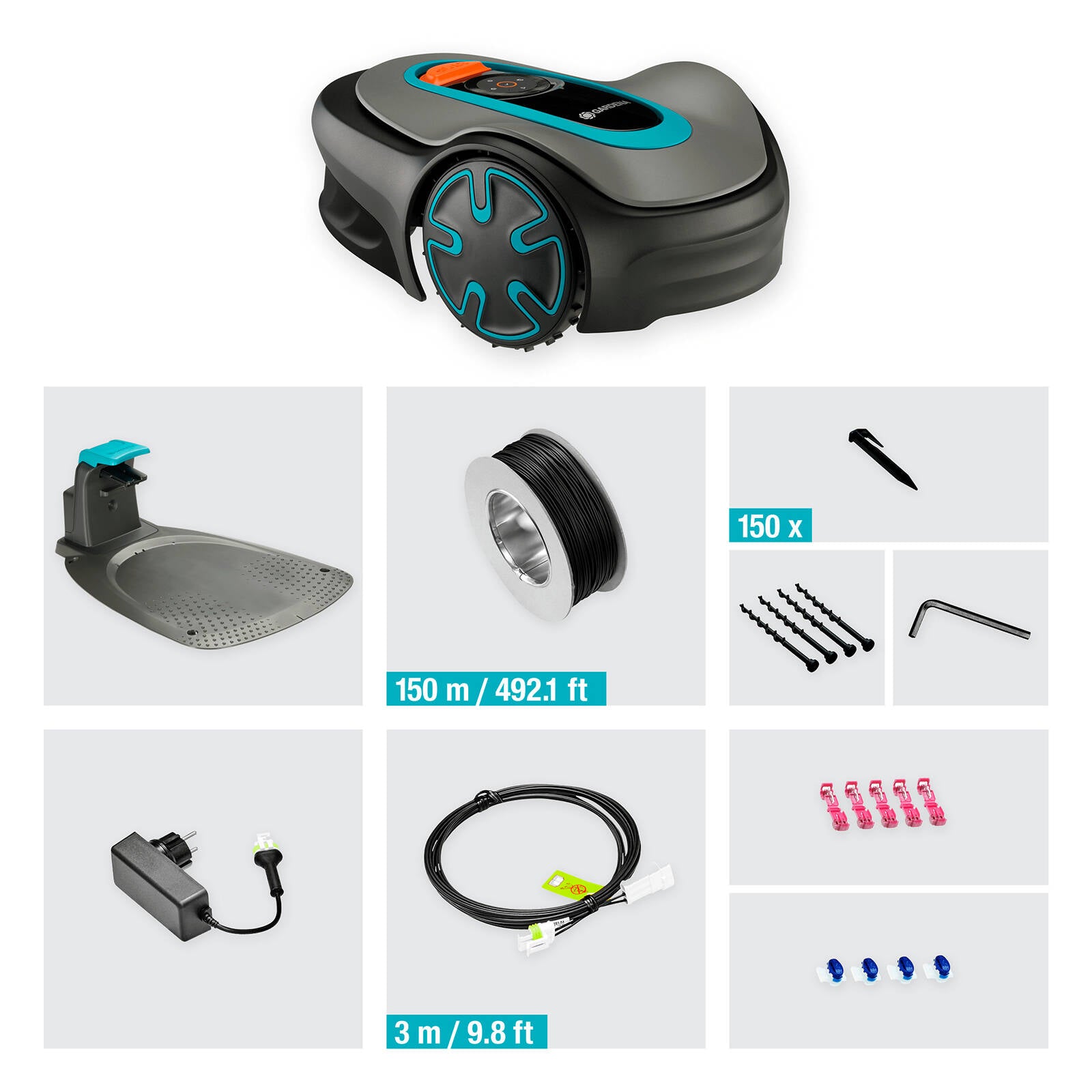 Gardena Sileno Minimo 500 18V Robotic Lawnmower 160mm Cut Grey 15202-38
