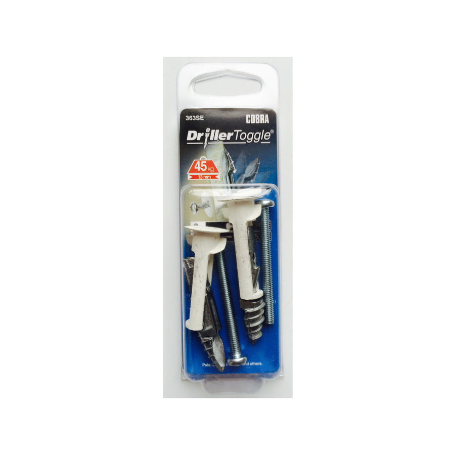 Cobra 5 x 50mm Driller Toggle Anchor Screws Steel 2 Pack