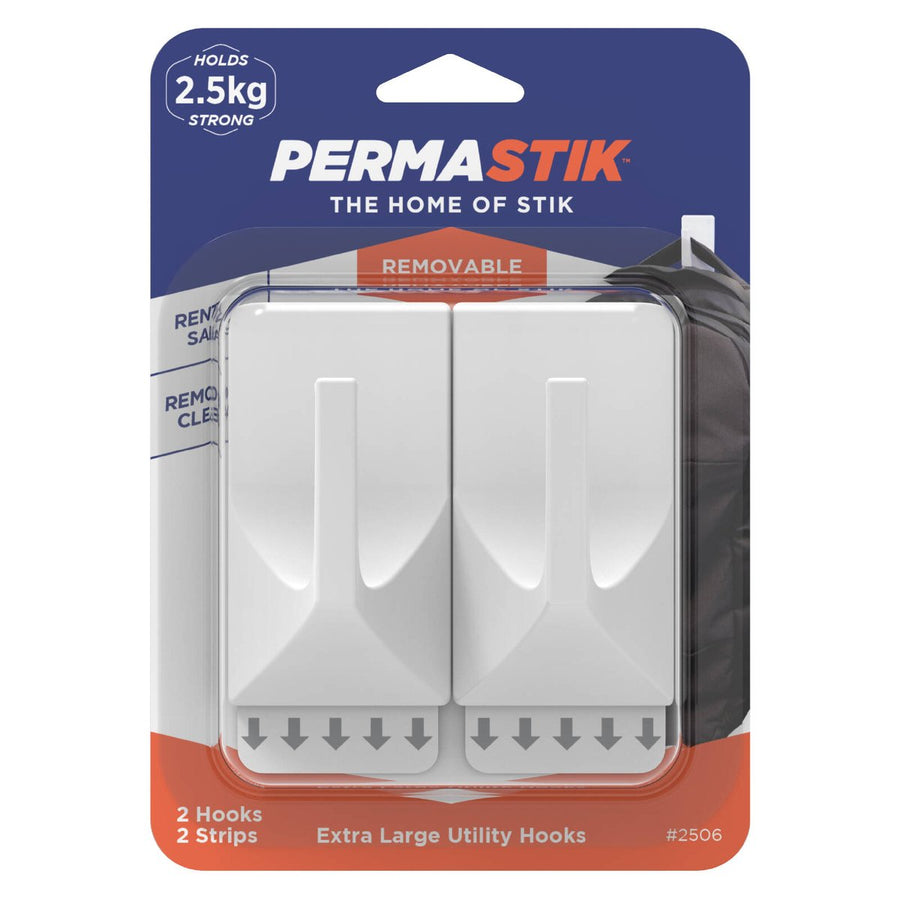 Permastik Extra Large Utility Hooks - 2 Pack - Plastic - Damage-Free - SuperSaverAU - view 1
