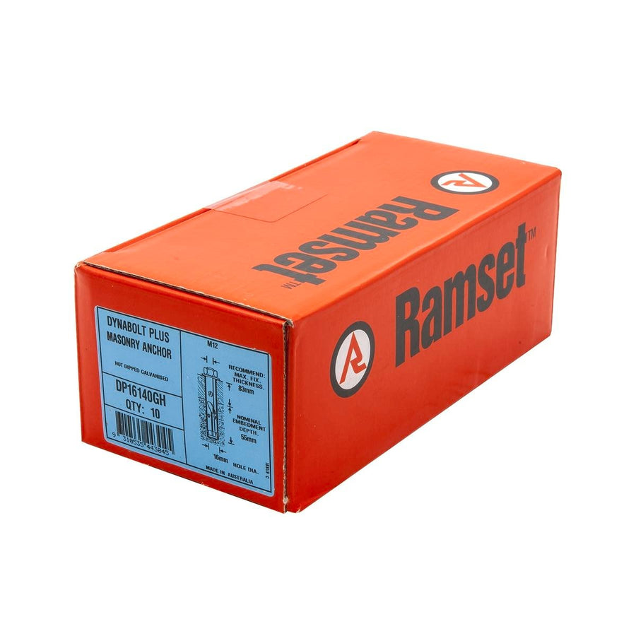 Ramset DynaBolt Plus Masonry Anchor 16x140mm Galvanised 10 Pack - SuperSaverAU - view 1