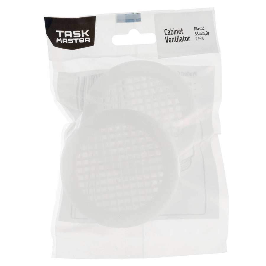 Taskmaster 53mm White Plastic Cabinet Ventilator 2 Pack