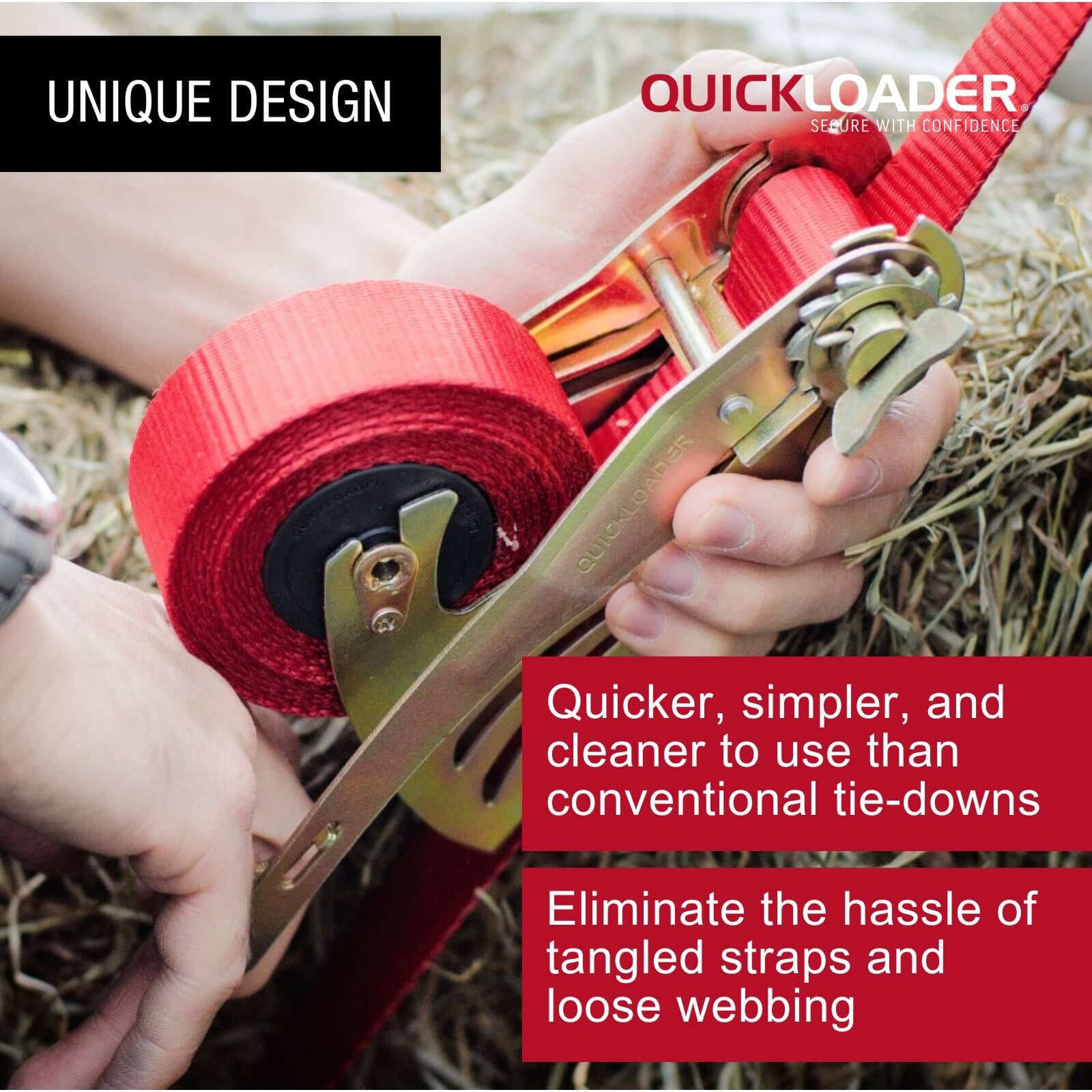 Quickloader Retractable Ratchet Tie Down Strap 4.5m x 25mm 600kg - 2 Pack