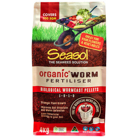 Seasol Organic Worm Fertiliser - 4kg - Biological Wormcast Pellets - Enhances Soil Nutrients - SuperSaverAU - view 1