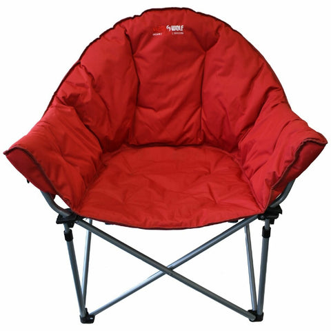 BlackWolf padded sofa camping chair - Samba red, bucket style, drink holder, steel frame - 32S000311561000