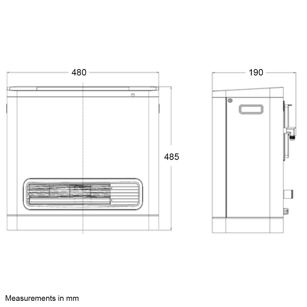 Omega Altise unflued LPG convector heater - silver finish, remote control, timer - OAGCH15LPS
