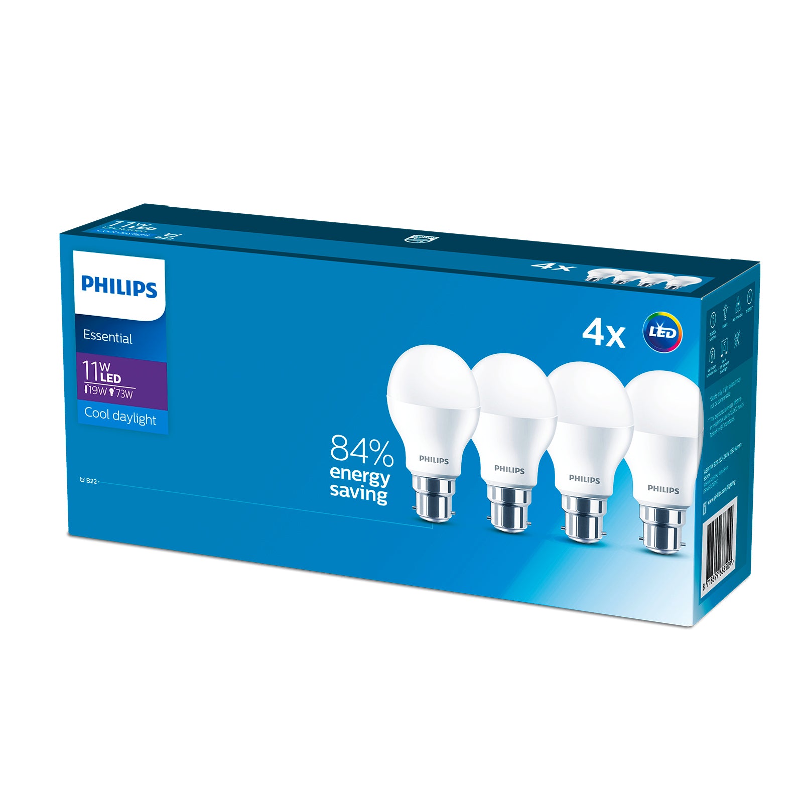 Philips A60 B22 LED 11W 1250lm Cool Daylight Globe 4 Pack