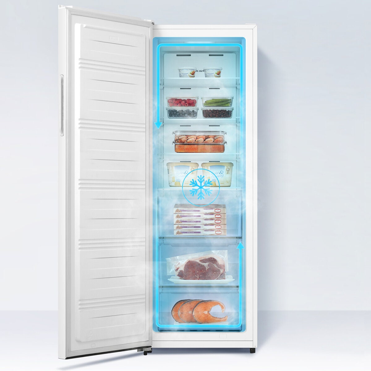 Hisense 240L Upright Hybrid Fridge Freezer - White - Total No Frost, Super Freeze and Super Cool - HRVF240