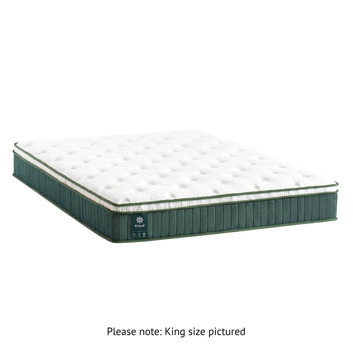 Zinus King Pocket Spring Euro Top Mattress - 5-Zone Support, Green Tea Foam, Memory Foam - AU-MSSBO4ZC-10K